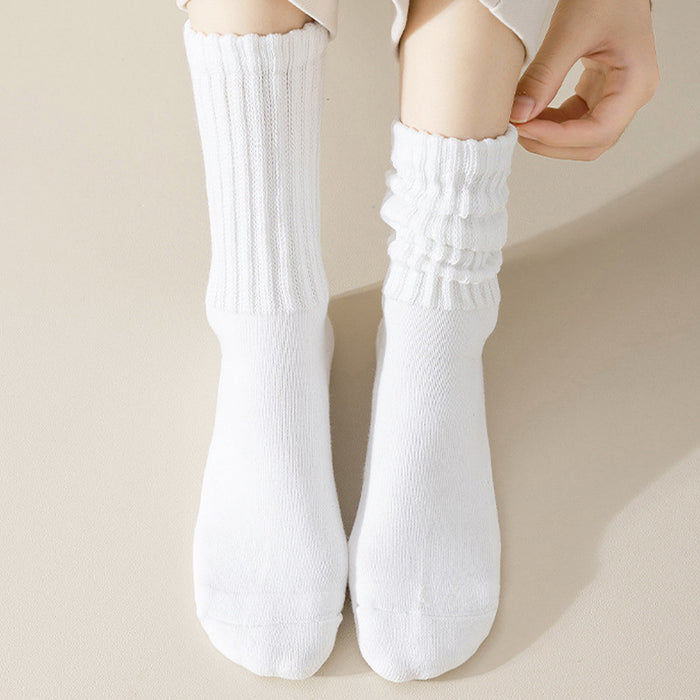 Wholesale American style long tube socks for women spring and autumn solid color autumn and winter thick warm calf socks