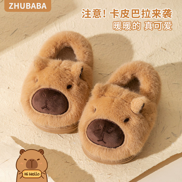 Wholesale Children' s cotton shoes winter boys and girls home indoor non-slip warm plush shoes children' s large children' s bag heel cotton slippers