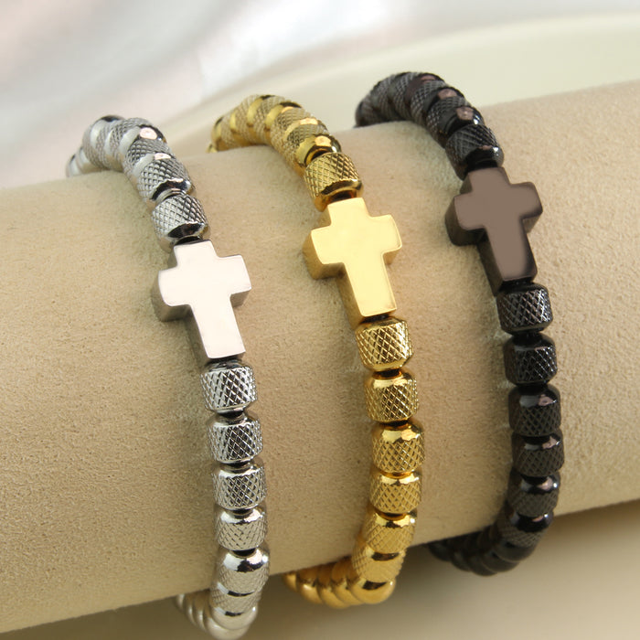 Wholesale Stainless Steel Gold Plated Cross Bracelet JDC-BT-HongM001