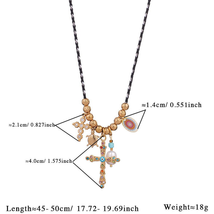 Wholesale Zircon Cross Necklace Natural Stone Neck Chain Stainless Steel Heart Necklace