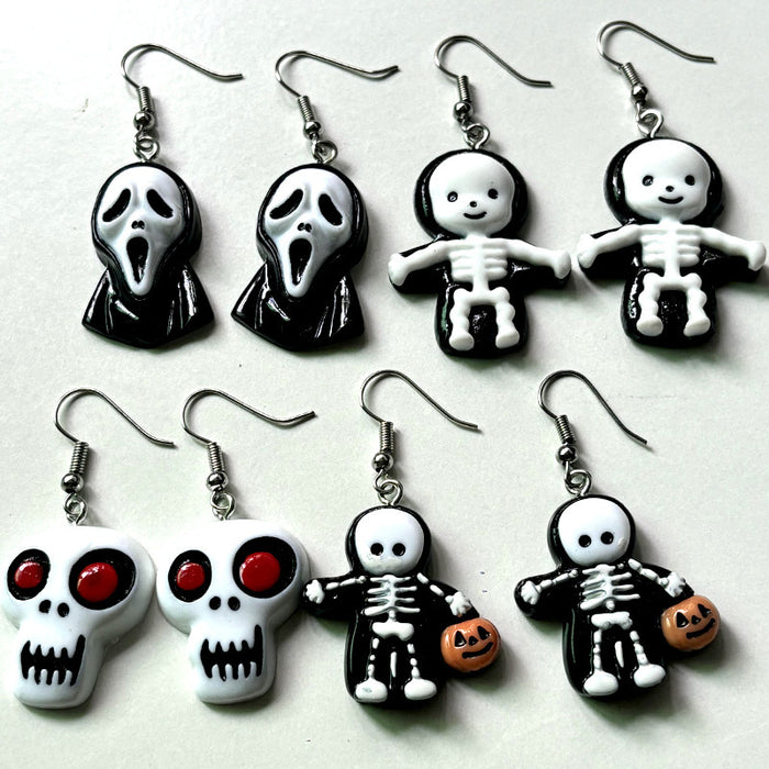 Wholesale Halloween Pumpkin Skull Ghost Earrings JDC-ES-Zhanh009