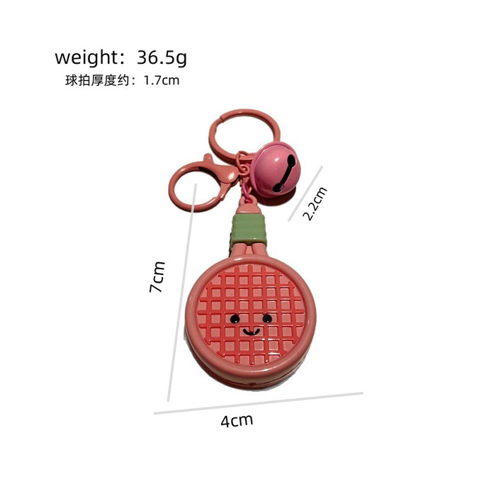 Wholesale Cute PVC cartoon colorful tennis racket keychains with bell