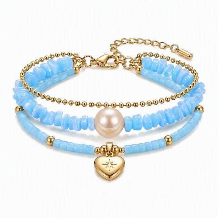 Wholesale Bohemian Imitation Turquoise Love Heart Women's Bracelet Jewelry