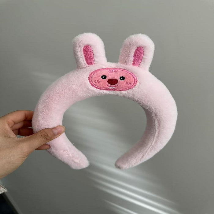 Wholesale Cute Bow Lace Plush Rabbit Ear Hair Band Women Wash Face Hair Band