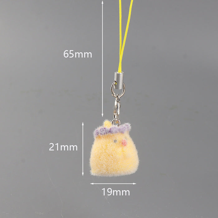 Wholesale 3D Flocked Resin Chick Keychain Charm