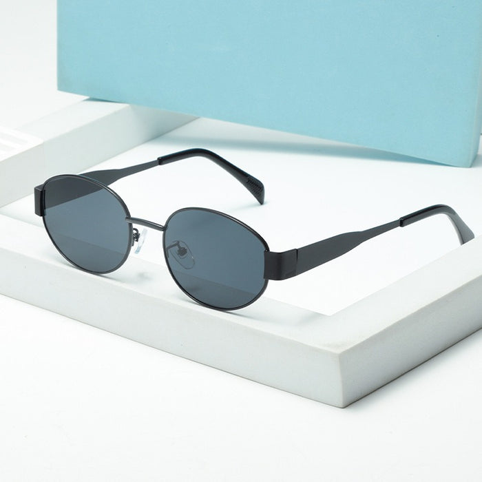 Wholesale  Metal Oval Frame Sunglasses Sun Protection Sunglasses for Men and Women