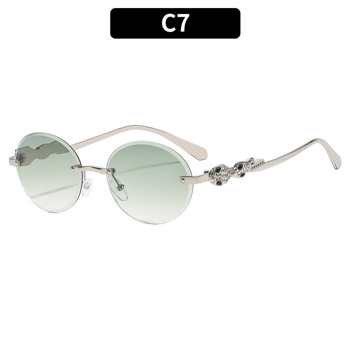 Wholesale Oval Frameless Retro Hip Hop Sunglasses for Travel Outdoor Trendy