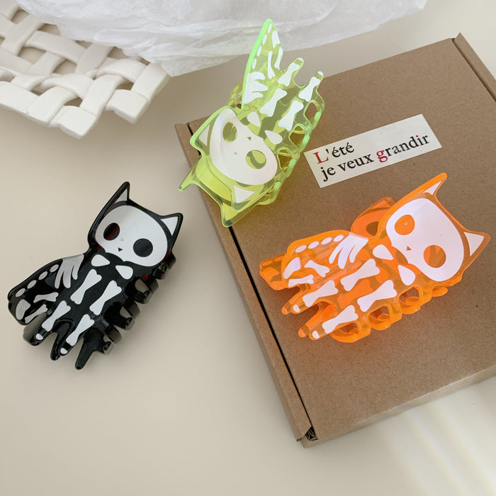 Wholesale Trendy  Cat Skull Acrylic Hair Claw Clip For Party Fashion Accessory