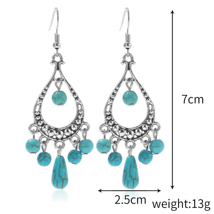 Wholesale Bohemian Retro Vintage Turquoise Earring Set
