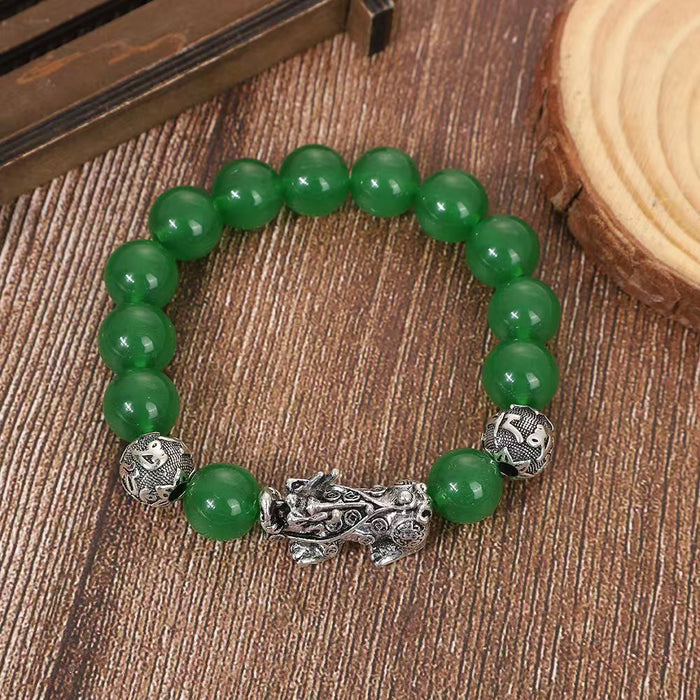 Wholesale Buddha bead bracelet for men, obsidian for wealth, silver jewelry, vintage gift