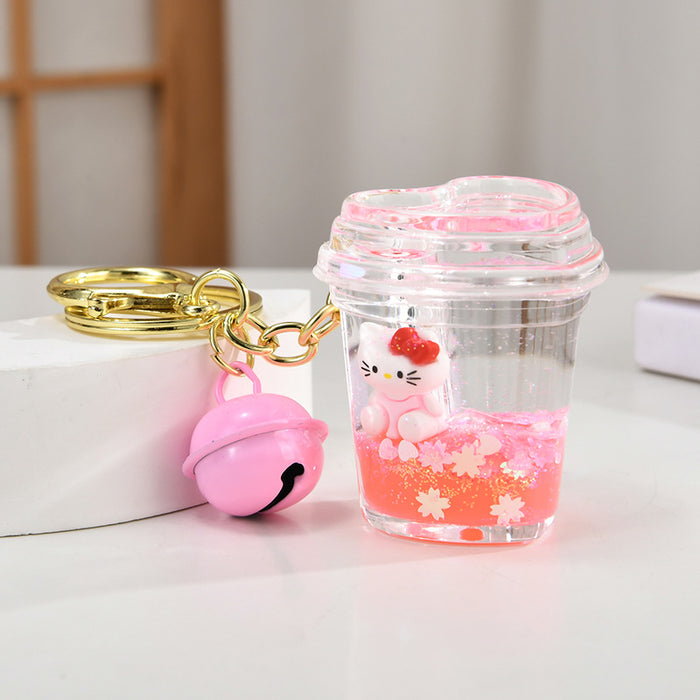 Wholesale Quicksand Bottle Cartoon Kitten Keychain