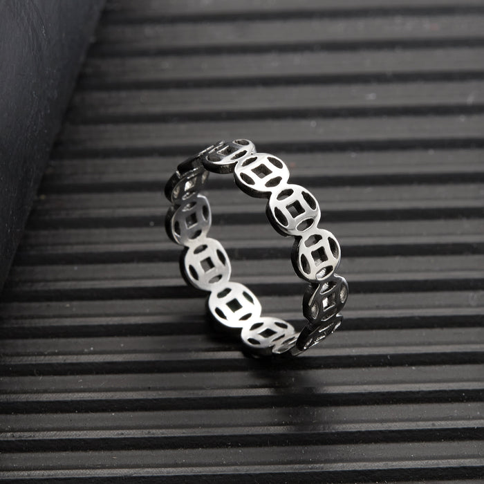Wholesale New stainless steel copper coin ring creative dollar sign opening adjustable hand jewelry for women