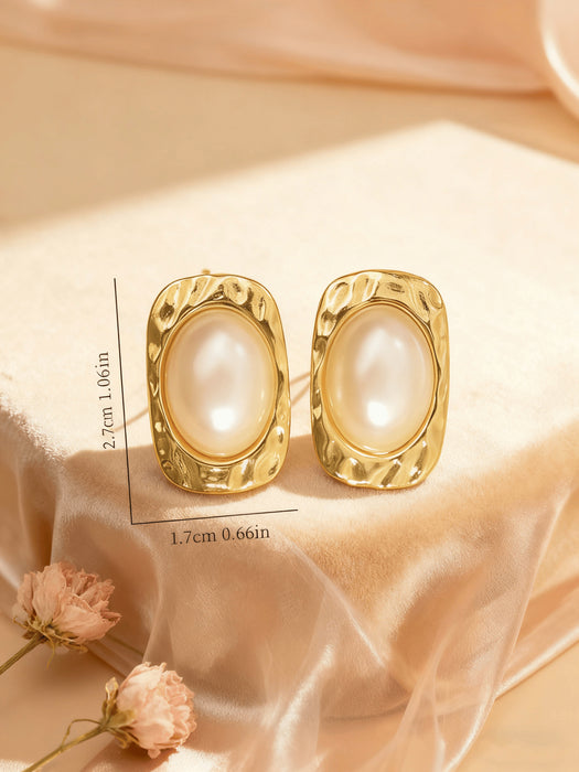 Wholesale Stainless Steel Geometric Oval Golden Earrings for Women