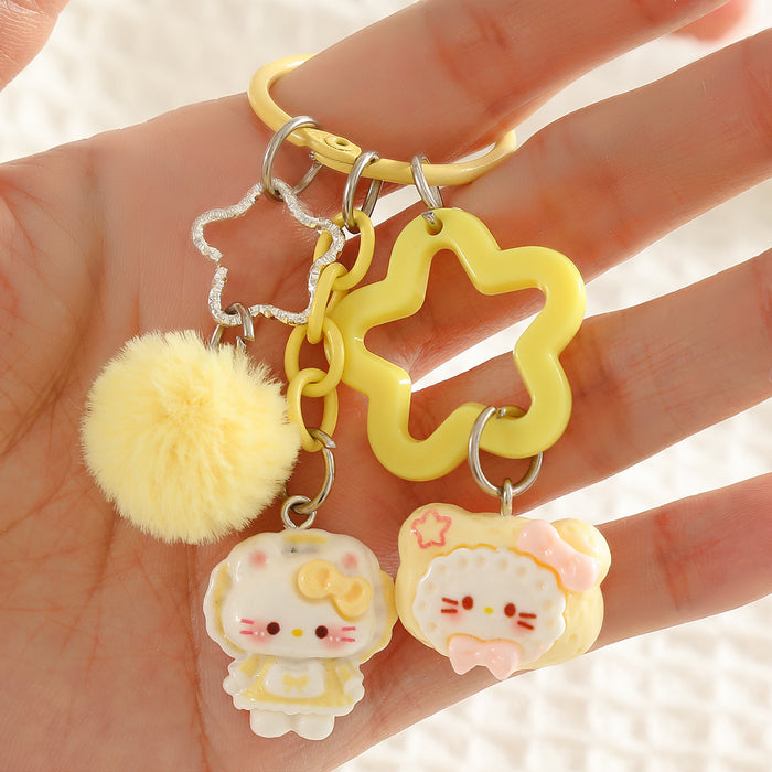 Wholesale Cute Cartoon Cat Keychain Charm Korean Style Bag Pendant Fashion Accessory For Girls Boutique Resale Gift