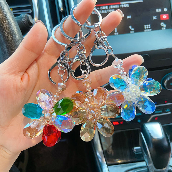 Wholesale Crystal Six Petal Flower Keychain JDC-KC-LX057