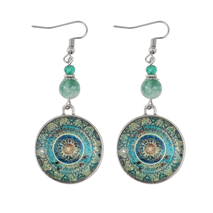 Wholesale Mandala Flower Time Gem Earrings Style Dream Catcher Long Pendant Earrings