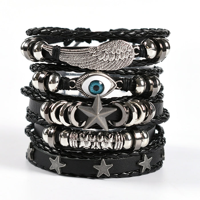 Wholesale Men's woven leather bracelet, genuine leather bracelet