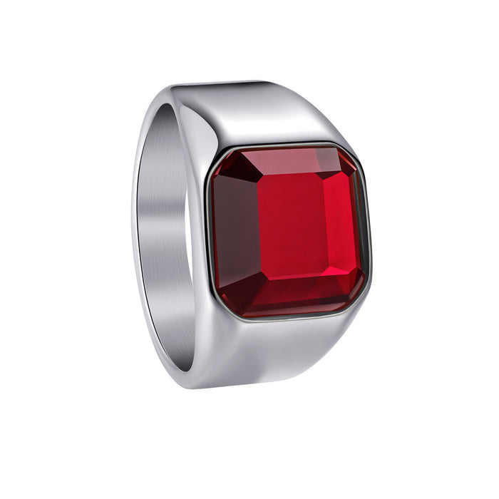 Wholesale Titanium Steel Electroplated Men' s Ring with Multi-Color Stones - Boutique Resale