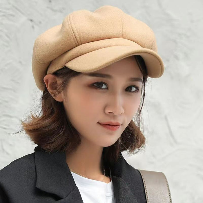 Wholesale Hat women's autumn and winter all-match octagonal hat woolen winter fashion beret