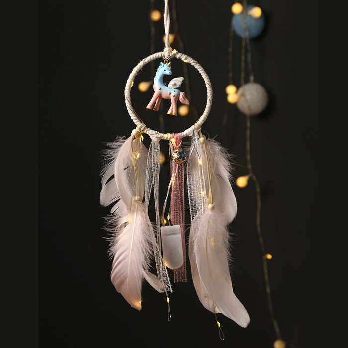 Wholesale Dream Catcher Feather Resin Unicorn Pendant MOQ≥2 JDC-DC-MengS060