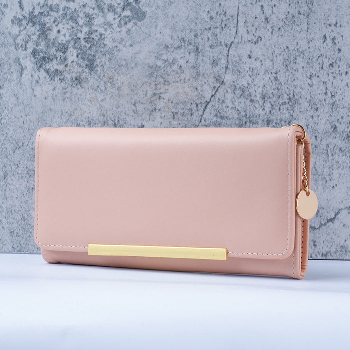 Wholesale Chic PU Long Wallet Black Solid Urban Simplicity Sequins Detail for Women
