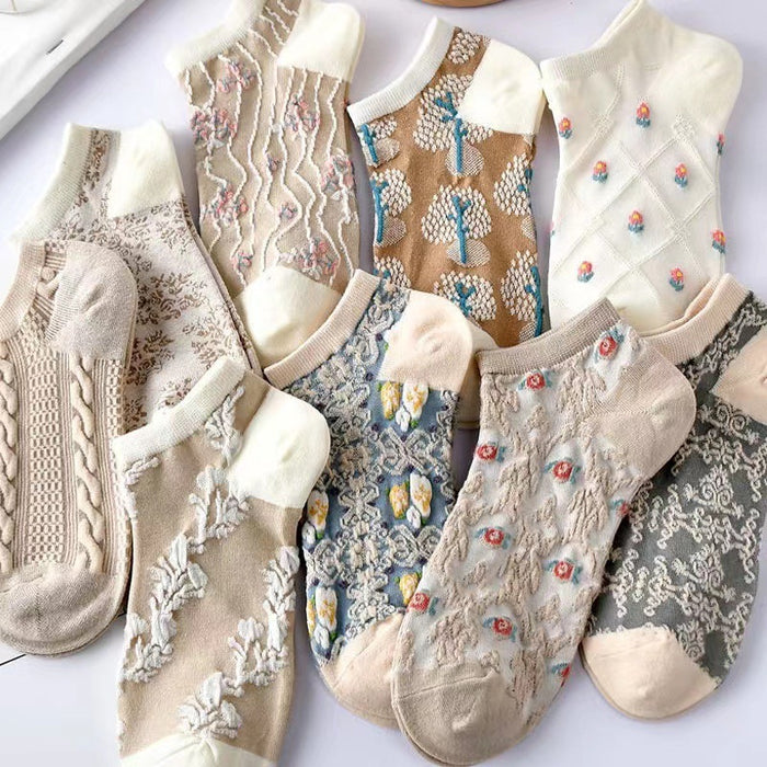 Wholesale Breathable and versatile short tube retro three-dimensional boat socks