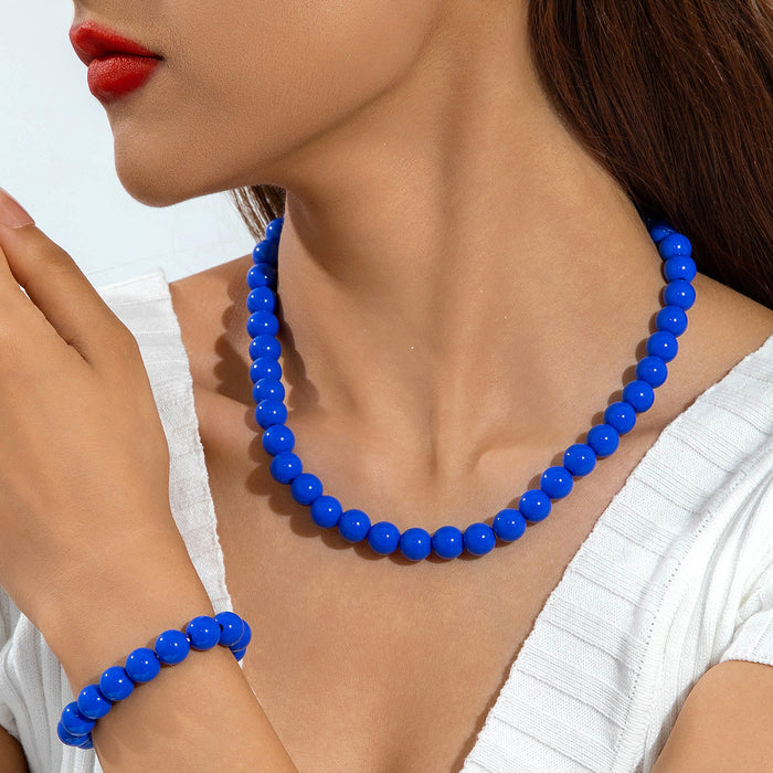 Wholesale Dopamine Candy Color Acrylic Beaded Necklace and Bracelet Set Jewelry Accessory MOQ≥5