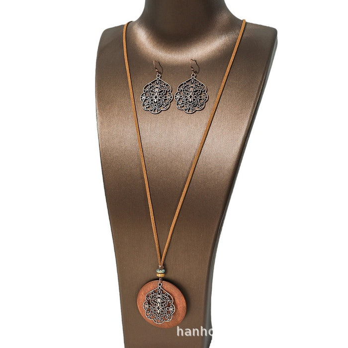 Wholesale Bohemian Handmade Tassel Earring and Necklace Set Alloy Geometric Circle Fashion MOQ≥2