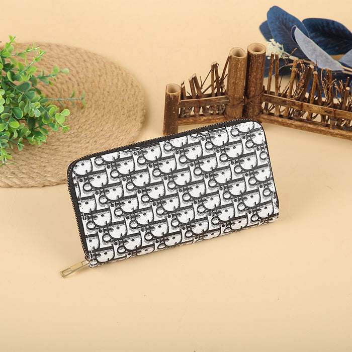 Wholesale Stylish Print PU Long Wallet Fashion Zip Around Clutch Trendy Everyday Handbag MOQ≥3