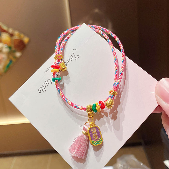 Wholesale Oriental Style Colorful Woven Rope Tassel Bracelet MOQ≥2