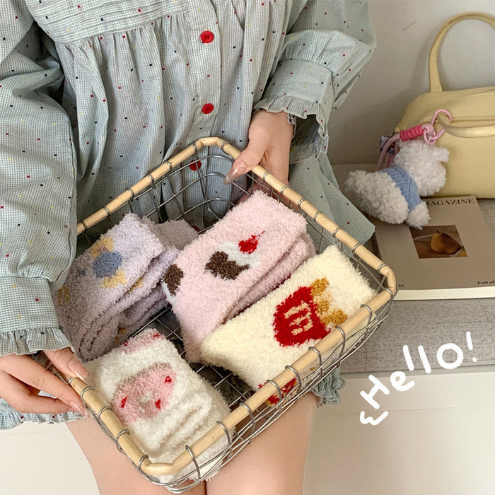 Wholesale Coral fleece socks, plush cotton socks, thickened home bedding, warm sleep, plush floor socks