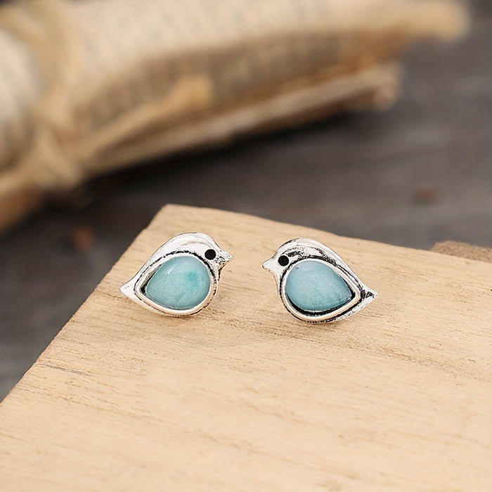 Wholesale Retro style sky blue earrings, fashionable and creative animal earrings