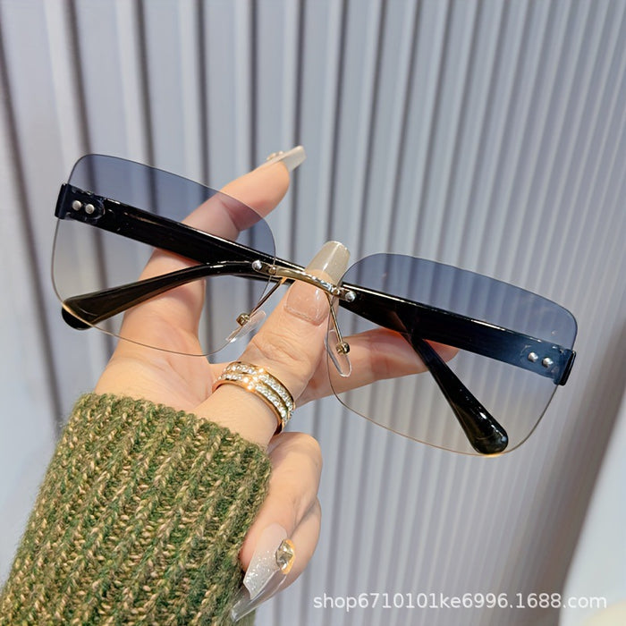 Wholesale New frameless cut edge sunglasses, UV resistant sunshade sunglasses, women's high-end sunglasses