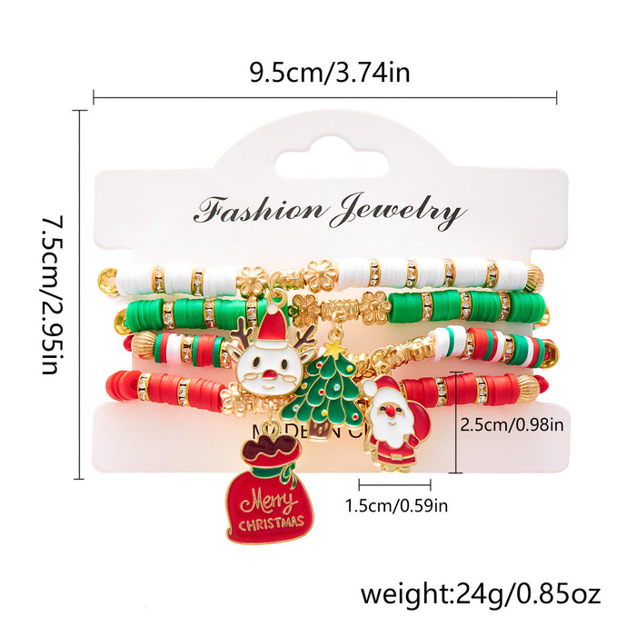 Wholesale Colorful Woven Polymer Clay Bracelet Christmas Set