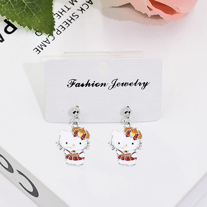 Wholesale Cute Cartoon Cat Short Earrings Metal Electroplated Fashion Jewelry Accessory for Women