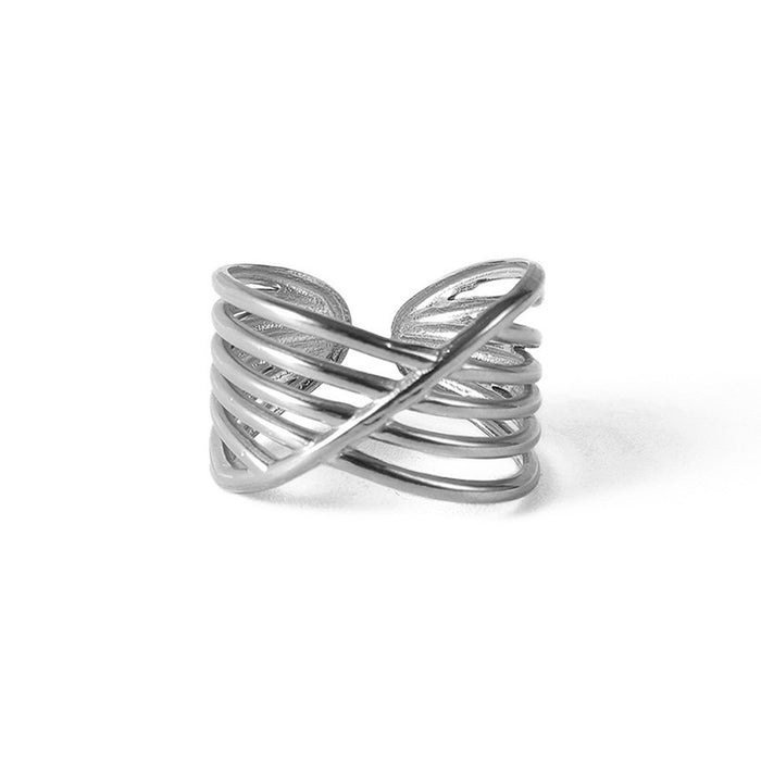 Wholesale Multi layered cross line open ring, women's versatile titanium steel