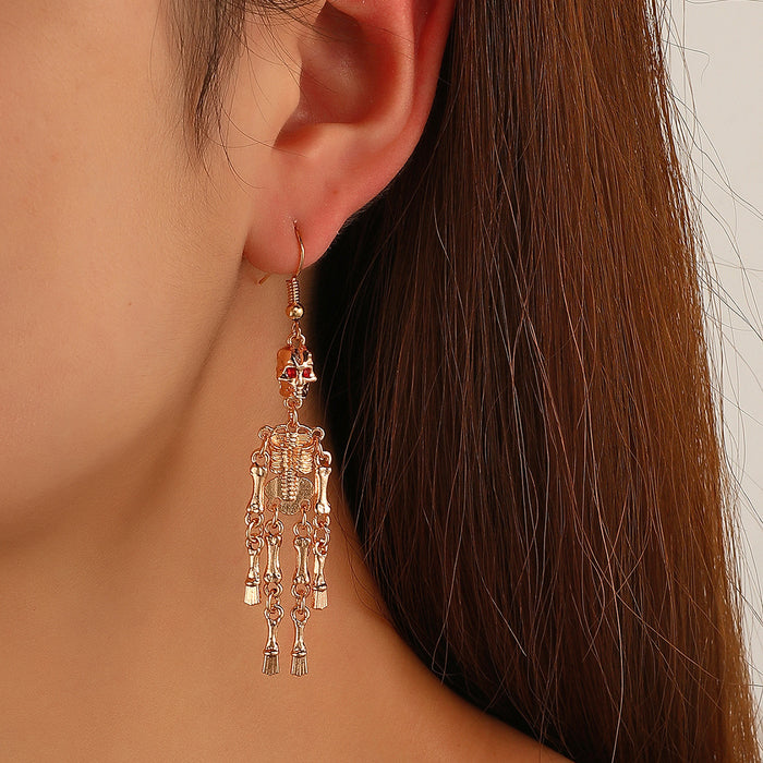 Wholesale Retro Exaggerated Earrings  Gothic Horror Skull Heart Alloy Earrings