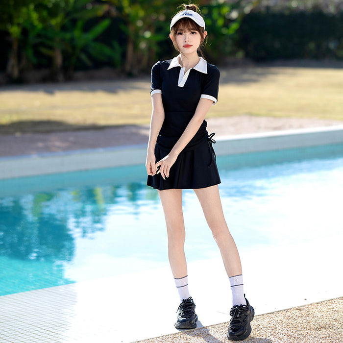 Wholesale Split three piece swimsuit energetic sports short sleeved plus size swimsuit