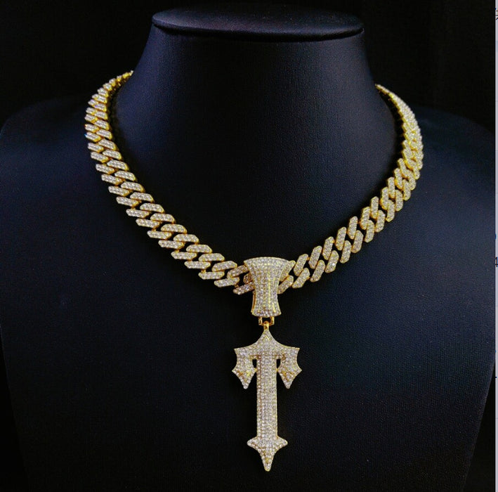 Wholesale Gold Line Alloy Sword Pendant Necklace JDC-NE-QingR007