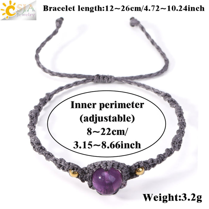 Wholesale Natural Crystal Amethyst Beaded Bracelet Handwoven Adjustable Design Office Lady Style Gift Jewelry