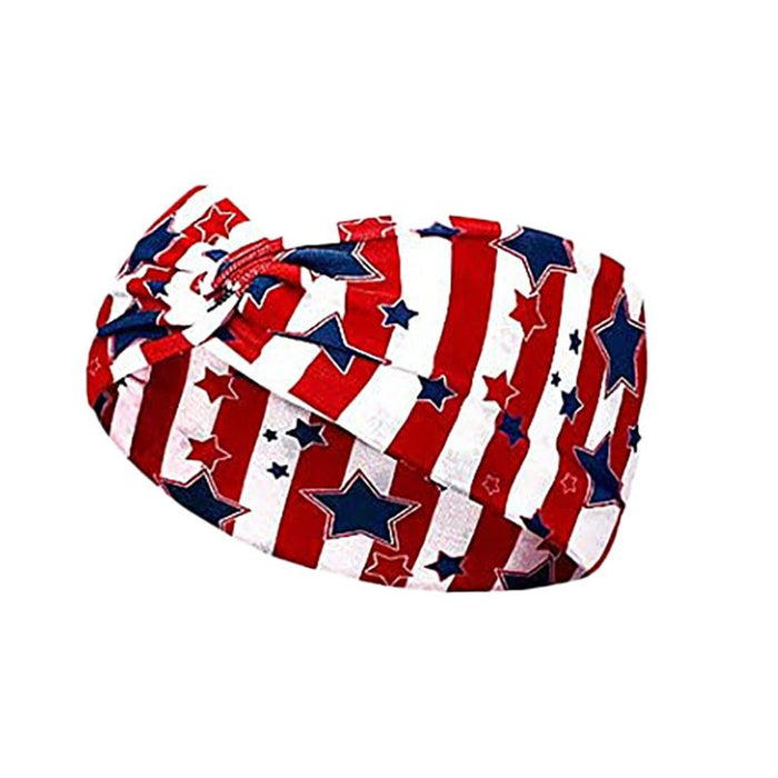 Wholesale 2PCS American Flag Independence Day Stars Knotted Sweat Absorbent Sports Bundle Fabric Headband JDC-HD-YunQ001