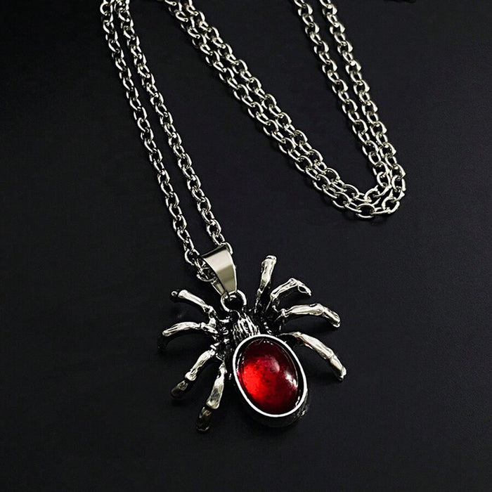 Wholesale Halloween Spider Pendant Necklace Personality Punk Hip Hop Horror Alloy Jewelry