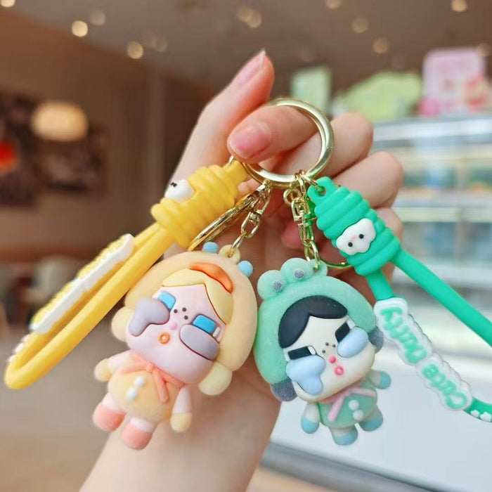 Wholesale  doll key chain tears doll doll bag pendant car key chain trend flocking pendant