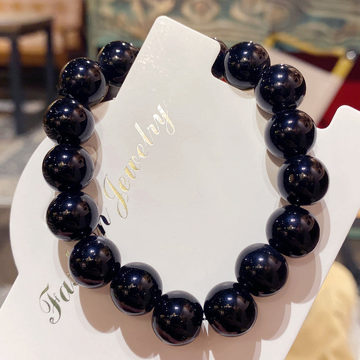 Wholesale Glass Bead Bracelet Deep Sea Blue Two-Color Unisex Fashion Accessory MOQ≥3