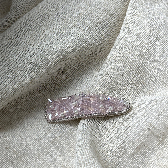 Wholesale Full Diamond Light Amethyst Hairpin Elegant Side Bangs Clip Duckbill Clip Hairpin