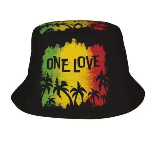 Wholesale geometric graffiti retro fisherman hat printed double-sided all-match basin hat outdoor sun hat