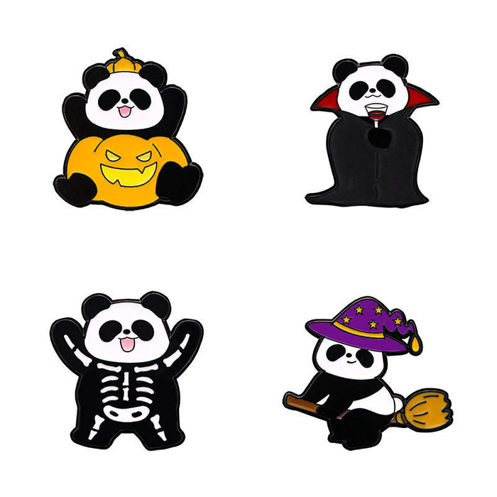 Wholesale  Panda Brooch Cartoon  Decoration Pumpkin Head Witch Vampire Skull Oil Drop Alloy Badge