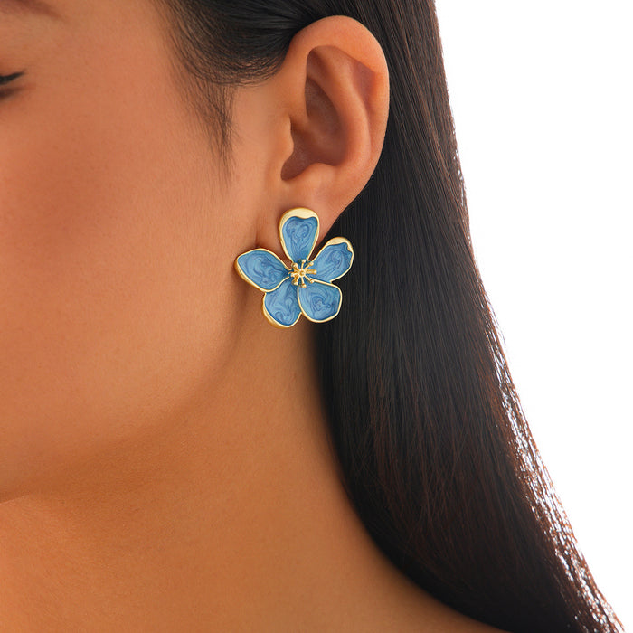 Wholesale Metallic Ginkgo Leaf and Flower Earrings Sweet and Cool Versatile Imitation Pearl Tassel Earrings