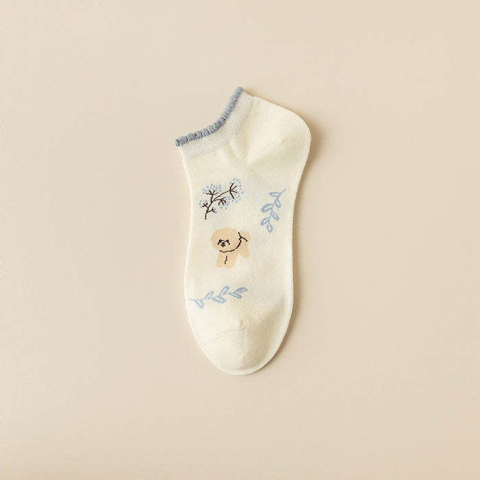 Wholesale Ship socks thin combed cotton low cut shallow mouth invisible socks cute cartoon short socks