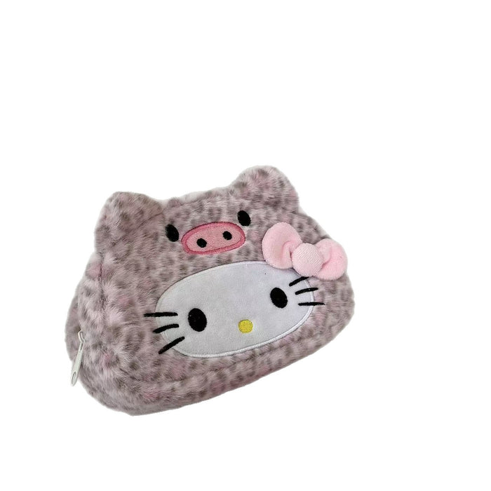 Wholesale Leopard Print Cat Plush Pencil Bags
